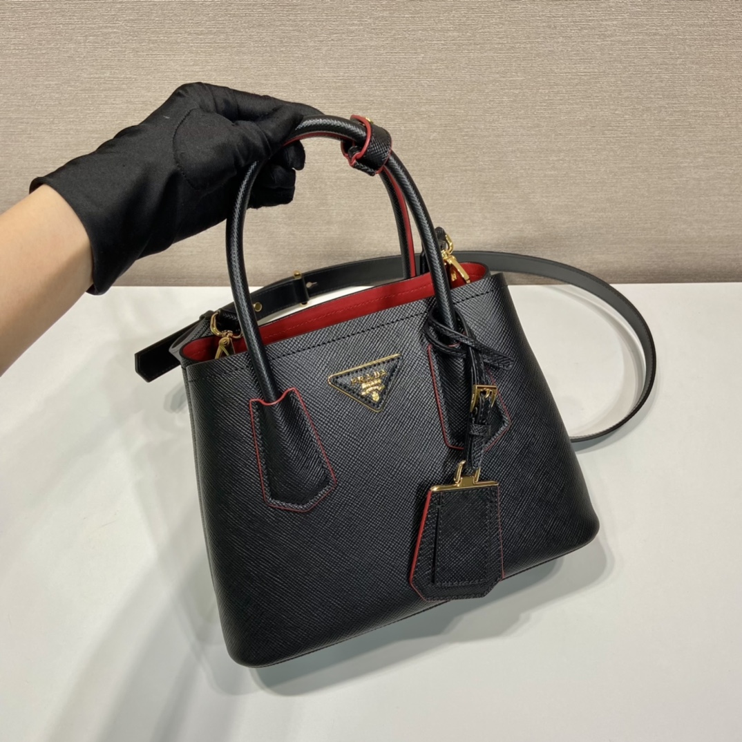 Prada Double Saffiano Leather Mini Bag Shoulder Bag Black 1BG443